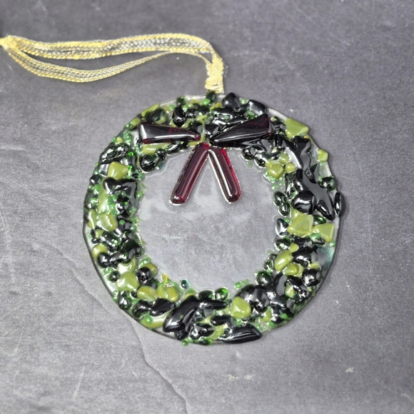 Fused Glass Wreath Ornament - Picture 1 of 4